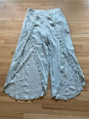 Lost + Wander scallop hem split front flowy fairy boho festival Coachella pant M